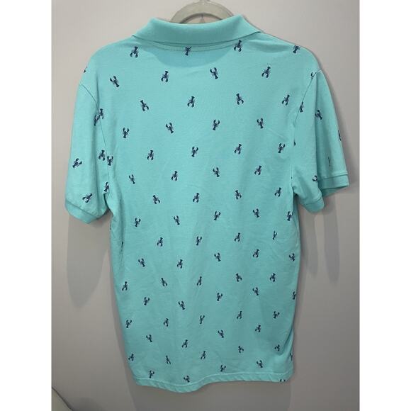 Old Navy Men's Classic Fit Pique Polo M Lobster Print Turquoise - Picture 9 of 10
